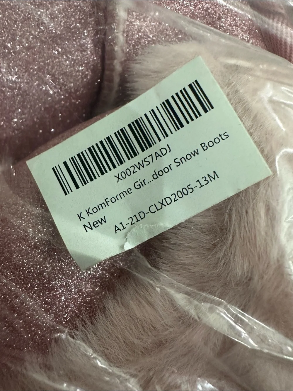 Kids Sparkle Pink Faux Fur Winter Boots